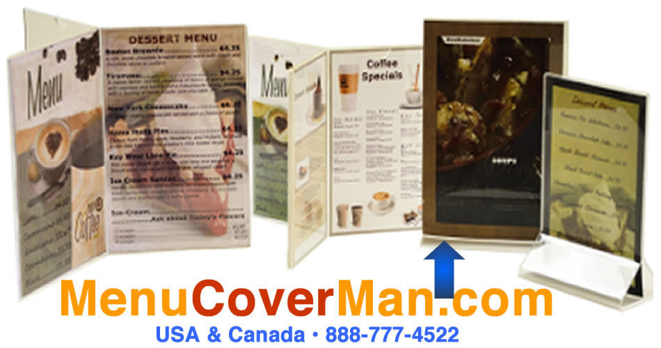 Ultra budget acrylic table top stand for restaurants and bars- family picture.